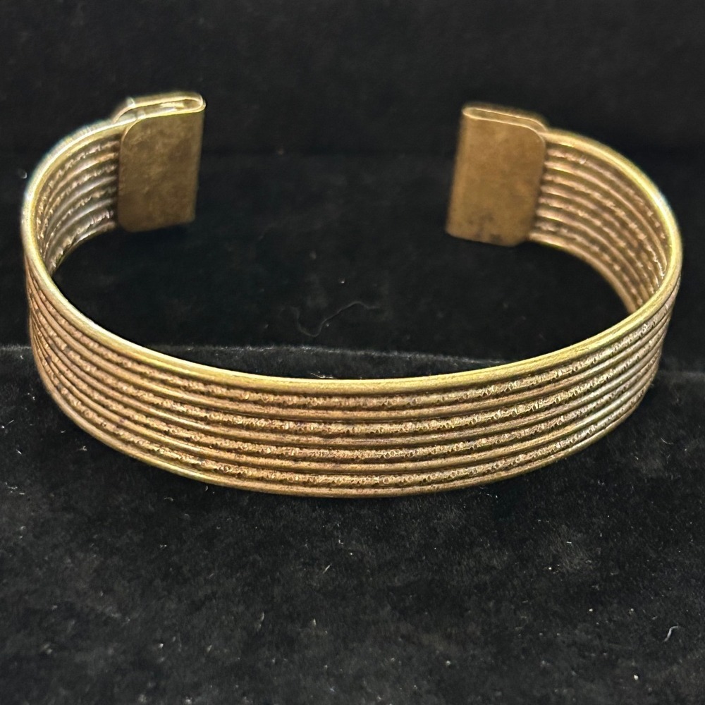 VTG‎ Brass Multi-Wire Cuff Bracelet – Minimalist Stack Style Open Bangle